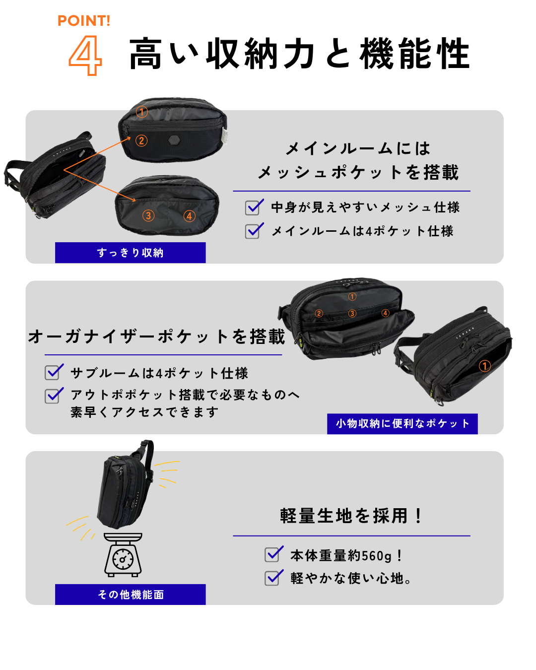 ［R.G.B］CARGOシリーズ　スリングバッグM　RGCA-005　7～9Ｌ
